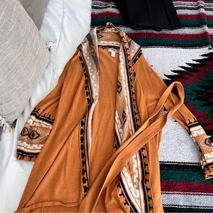 Forever 21 / Love 21 knit bohemian cardigan with tie | size S